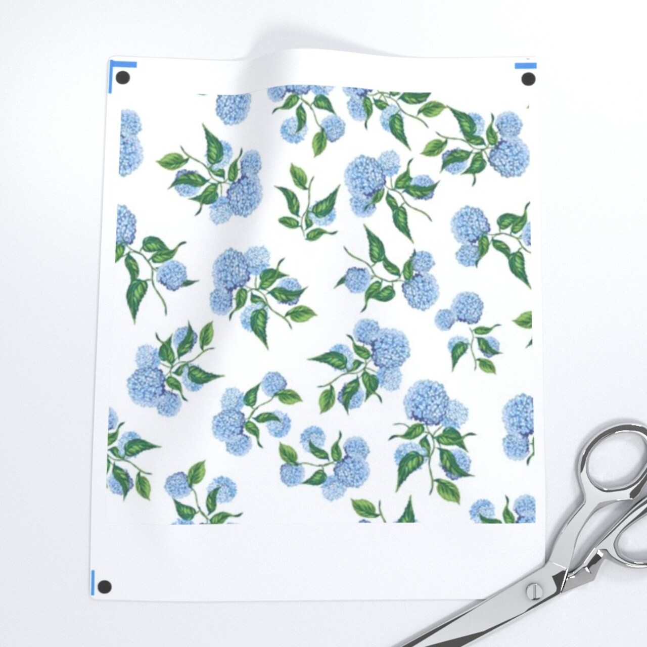 Tiny Hydrangea Blue And White Small Scale Botanical Florals Regency Spring Floral Custom Printed Fabric by Spoonflower Various Fabrics by the Yard or Fat Quarter